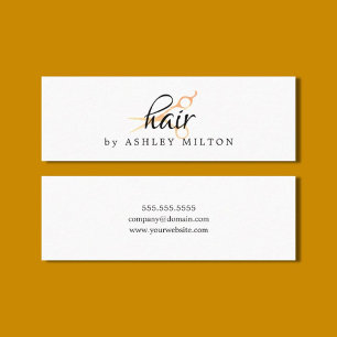 Eleganter, weißer Imitat Goldschere Friseursalon Mini Visitenkarte