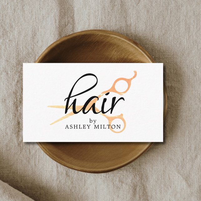 Eleganter, weißer Imitat Goldschere Friseursalon Visitenkarte (Von Creator hochgeladen)