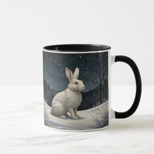 Eleganter weißer Kaninchen-Weihnachts-Schneewald  Tasse