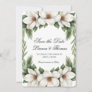 Eleganter weißer Magnolia-Kiefernwald Save The Date