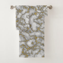 Eleganter weißer Marmor Badhandtuch Set