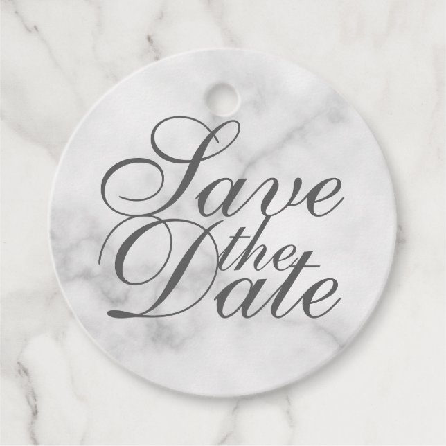 Eleganter weißer Marmor Hochzeit speichern Sie das Geschenkanhänger (Vorderseite)