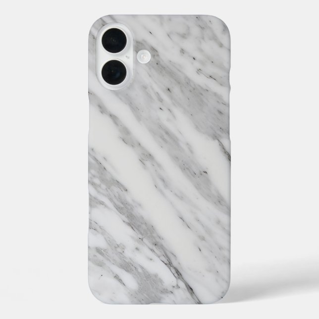 Eleganter weißer Marmor iPhone 16 Plus Hülle (Rückseite)