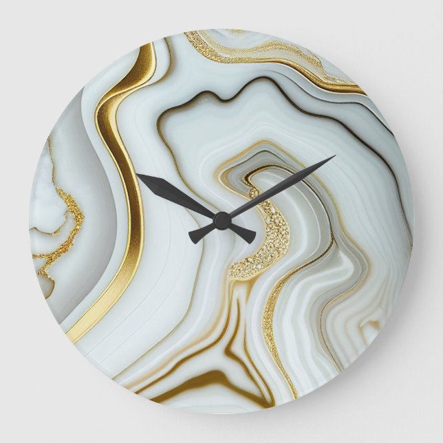 Eleganter weißer Marmor mit goldgroßer Uhr (Vorderseite)