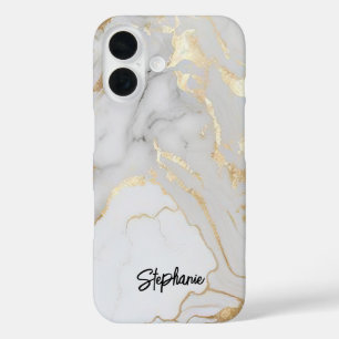 Eleganter weißer Marmor Moderne Einzigartig iPhone 16 Hülle