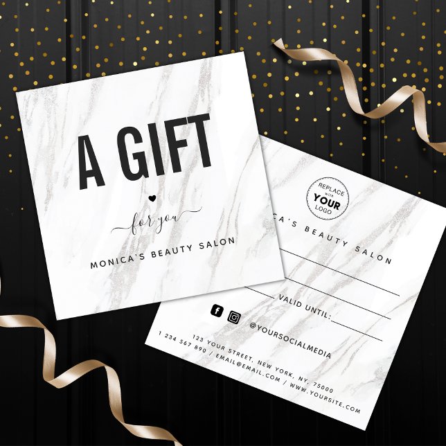 Eleganter, weißer Marmor Schönheitssalon Logo Chic (Von Creator hochgeladen)