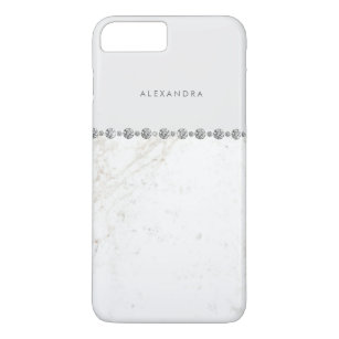 Eleganter weißer Marmor-und Diamant-Blick auf iPhone 8 Plus/7 Plus Hülle