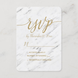 Eleganter weißer Marmor und Goldfolie Hochzeit RSV RSVP Karte