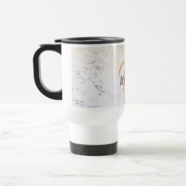 Eleganter weißer Marmor und Imitate Glitzer mit Mo Reisebecher