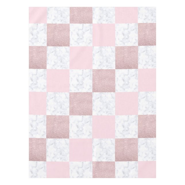 Eleganter weißer Marmor und vergoldeter Glitzer de Tischdecke (Vorderseite)