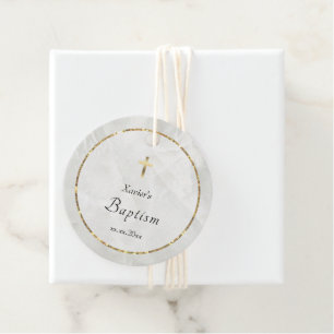 eleganter weißer Marmorstein Taufe Geschenkanhänger