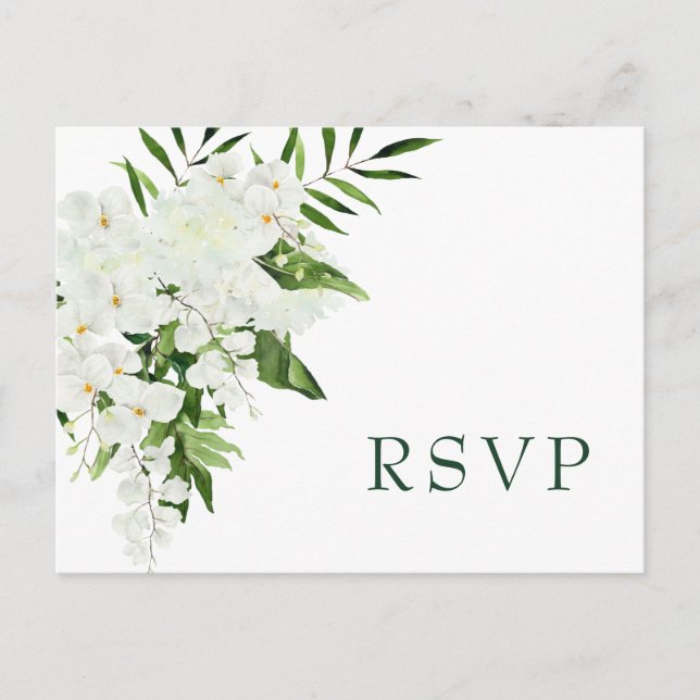 Eleganter Weißer Orchideen Bohemisch Chic Wedding  Postkarte (Vorderseite)