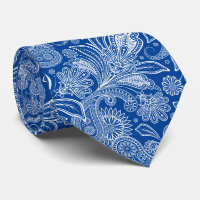 Eleganter weißer Paisley auf blauem Navy-Hintergru