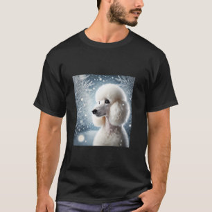 Eleganter Weißer Pudel Im Schnee Winter Hund Tee S
