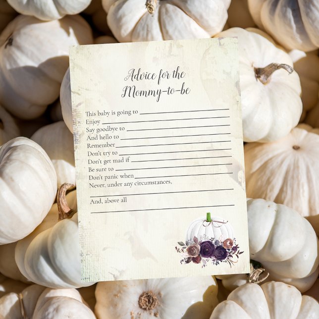 Eleganter weißer Pumpkin-Ratschlag für die Mami Einladung (Von Creator hochgeladen)