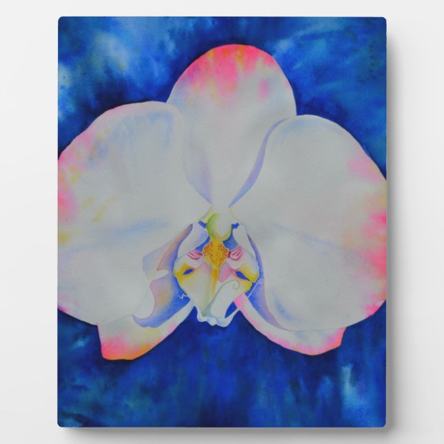 Eleganter, weißer Rosa, florale Orchidee Fotoplatte (Vorderseite)