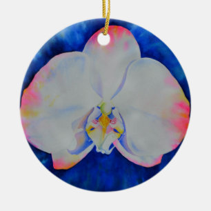 Eleganter weißer Rosa Rosa-Rosa-Rosa-Farborchid Keramikornament