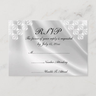 Eleganter weißer Satin, Spitze-Hochzeit UAWG RSVP Karte