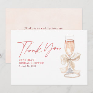 Eleganter Weißer Schleifen Prosecco Brautparty Dan Dankeskarte