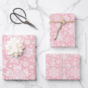 Eleganter weißer Schneeflocke (Zucker Erröten) Geschenkpapier Set