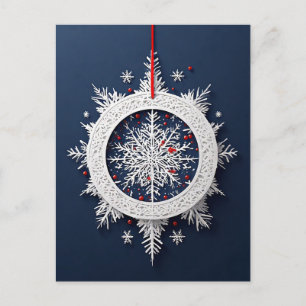 Eleganter weißer Schneeflocken-Schmuck Postkarte