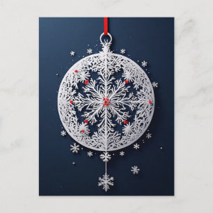 Eleganter weißer Schneeflocken-Schmuck Postkarte