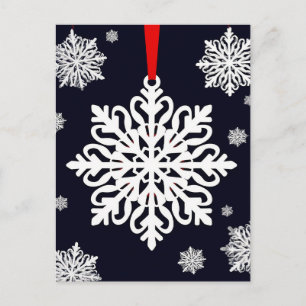 Eleganter weißer Schneeflocken-Schmuck Postkarte