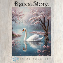 Eleganter weißer Schwan am Lago Decoupage