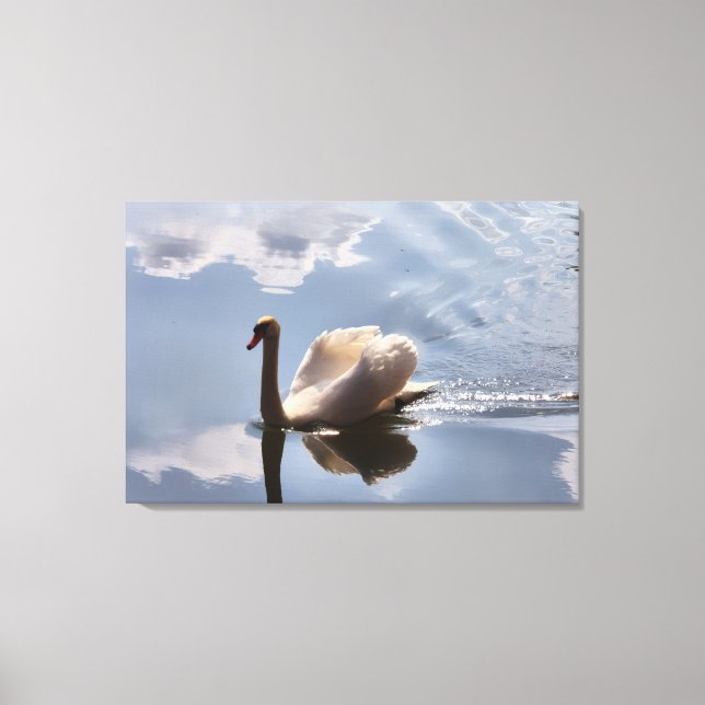 Eleganter weißer Schwan Leinwanddruck (Vorderseite)
