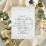 Eleganter Weißer Silbergrauer Glitzer 40. Geburtst Einladung<br><div class="desc">Klassische Party Einladung aus dem 40. Jubiläum in Weiß mit grauem und silberem Glitzer und elegantem Kalligraphie-Schriftart.</div>