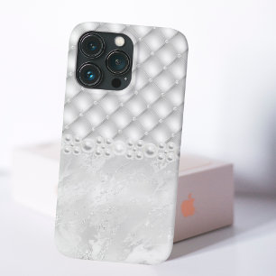Eleganter weißer Tuft Diamond und Pearl iPhone Cas Case-Mate iPhone 14 Pro Hülle