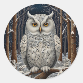 Eleganter, weißer Uhwald Runder Aufkleber