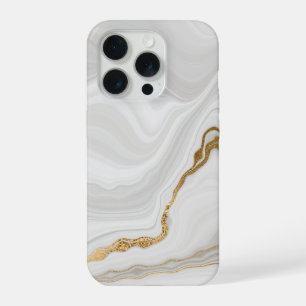 Eleganter weißer und goldener Marmor iPhone 15 Pro Hülle