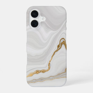 Eleganter weißer und goldener Marmor iPhone 16 Hülle
