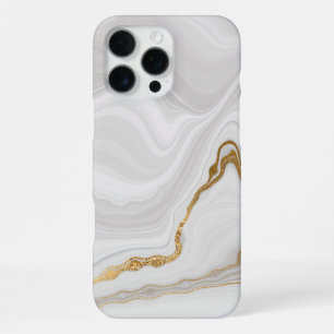 Eleganter weißer und goldener Marmor iPhone 16 Pro Max Hülle