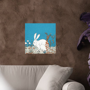 Eleganter Weißer Vintage-Hase Leinwanddruck