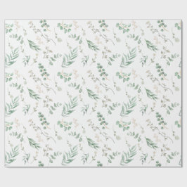 Eleganter Weißer Wasserfarben Eukalyptus Geschenkpapier