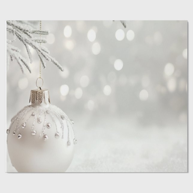 Eleganter weißer Weihnachtsball Geschenkpapier (Flach)