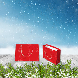 Eleganter weißer Weihnachtsbaum Rot Große Geschenktüte