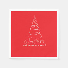 Eleganter weißer Weihnachtsbaum roter Weihnachten Serviette