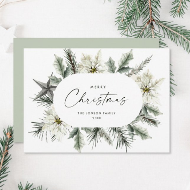 Eleganter weißer Weihnachtskranz Feiertagskarte (Von Creator hochgeladen)