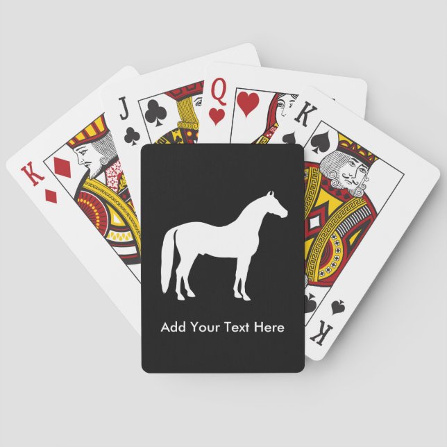 Eleganter weißes Pferdekundengerechter Text Spielkarten (Rückseite)