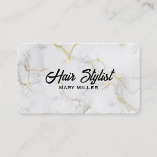 Eleganter Weißgold-Marmor-Friseur-QR-Code Visitenkarte