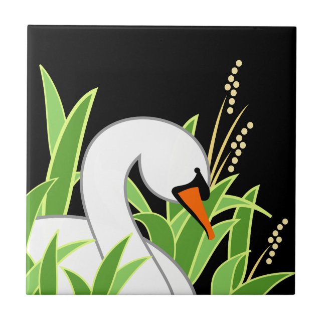 Eleganter Weißschwan Fliese (Vorderseite)