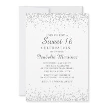 Eleganter Weißsilber Glitzer Sweet 16