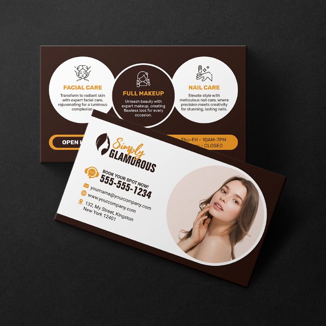 Eleganter Wellness-Center Beauty Salon Makeup Nail Visitenkarte (Von Creator hochgeladen)
