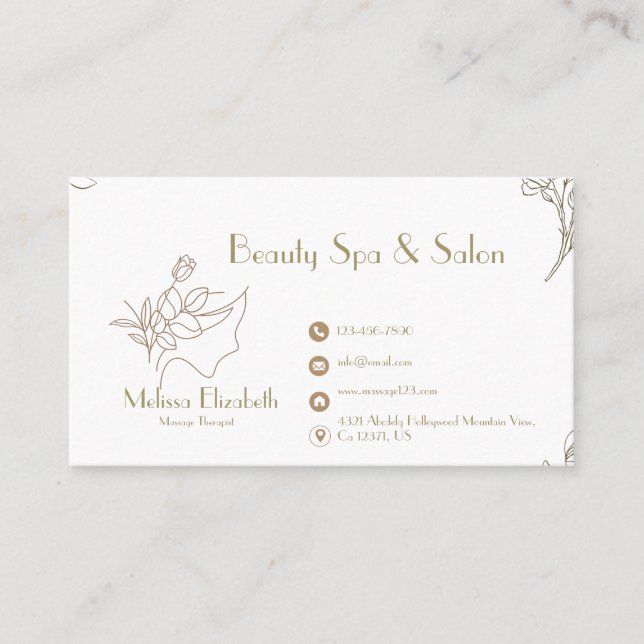 Eleganter Wellness-Center Salon Beauty Beauty Kart Visitenkarte (Vorderseite)