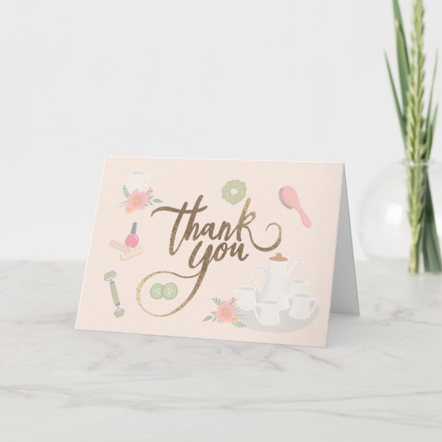 Eleganter Wellness-Center Tea Party Par-Tea Dankes Karte (Vorderseite)