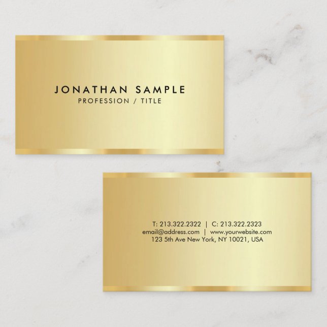 Eleganter Werbegeschmack Luxus Gold Look Visitenkarte (Vorne/Hinten)