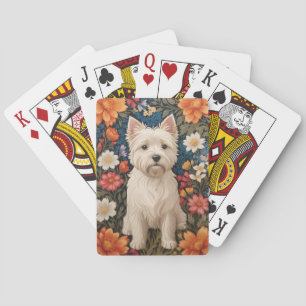 Eleganter West Highland Terrier Farbige Blumenmust Spielkarten